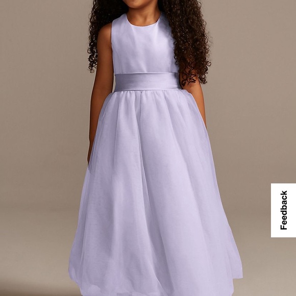 Satin flower Girls dress with tulle skirt size 6 - Picture 4 of 8